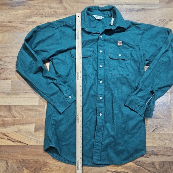 Five Brother L Tall Green Flannel Shirt Made in USA Golden Sun Patch - Picture 7 of 8